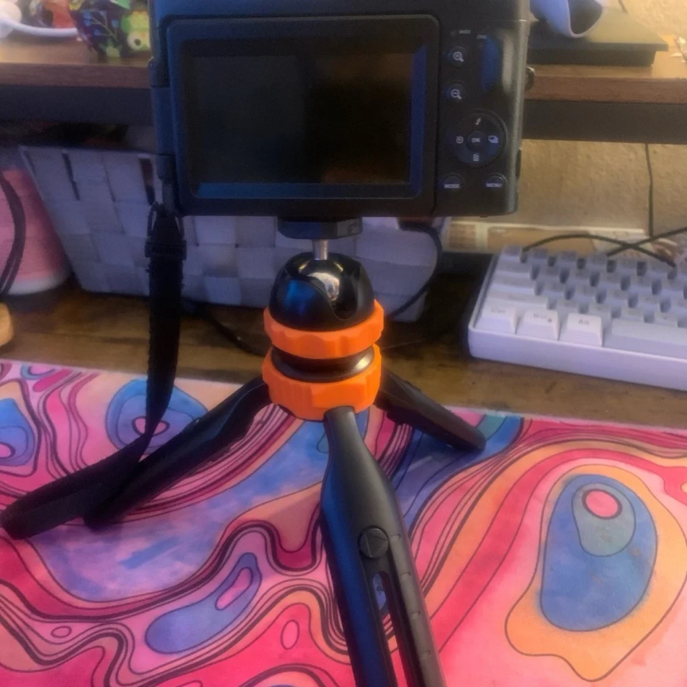 Compact Digital Camera with Tripod - Black and Orange